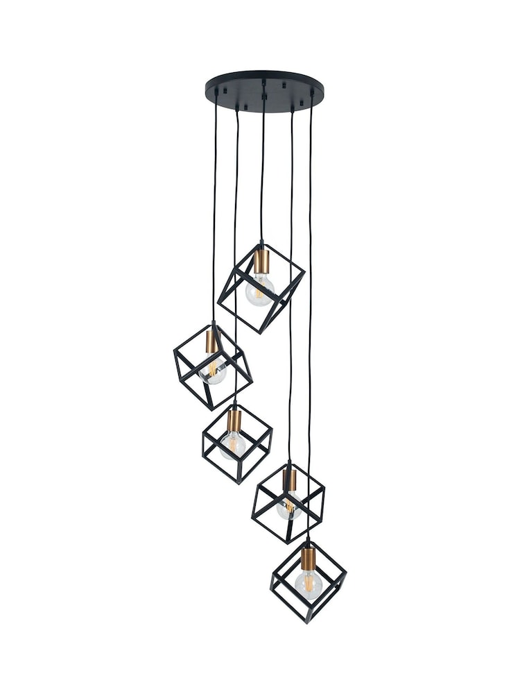 Pacific Black Alessio Matt Metal Five Cube Pendant Ceiling Light - Image 2 of 3