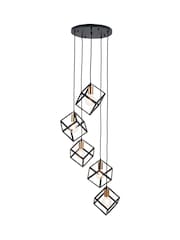 Pacific Black Alessio Matt Metal Five Cube Pendant Ceiling Light - Image 3 of 3