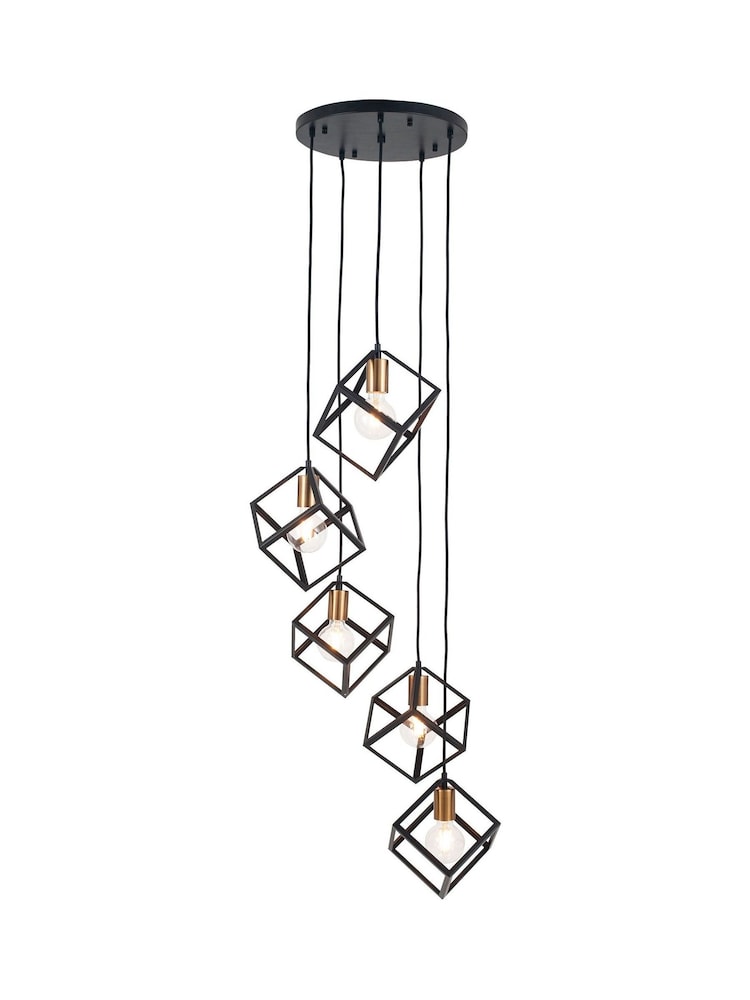 Pacific Black Alessio Matt Metal Five Cube Pendant Ceiling Light - Image 3 of 3