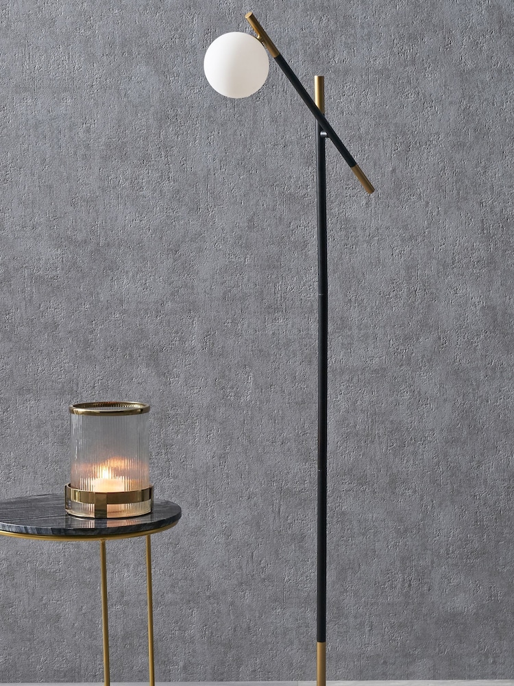 Pacific White Wanda Orb and Metal Floor Lamp - Image 1 of 6