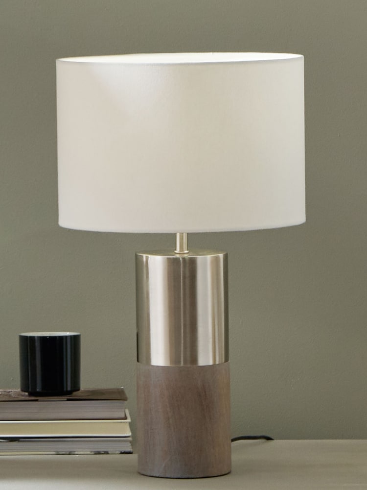 Pacific Silver Etosha Grey Wood and Metal Table Lamp - Image 1 of 5
