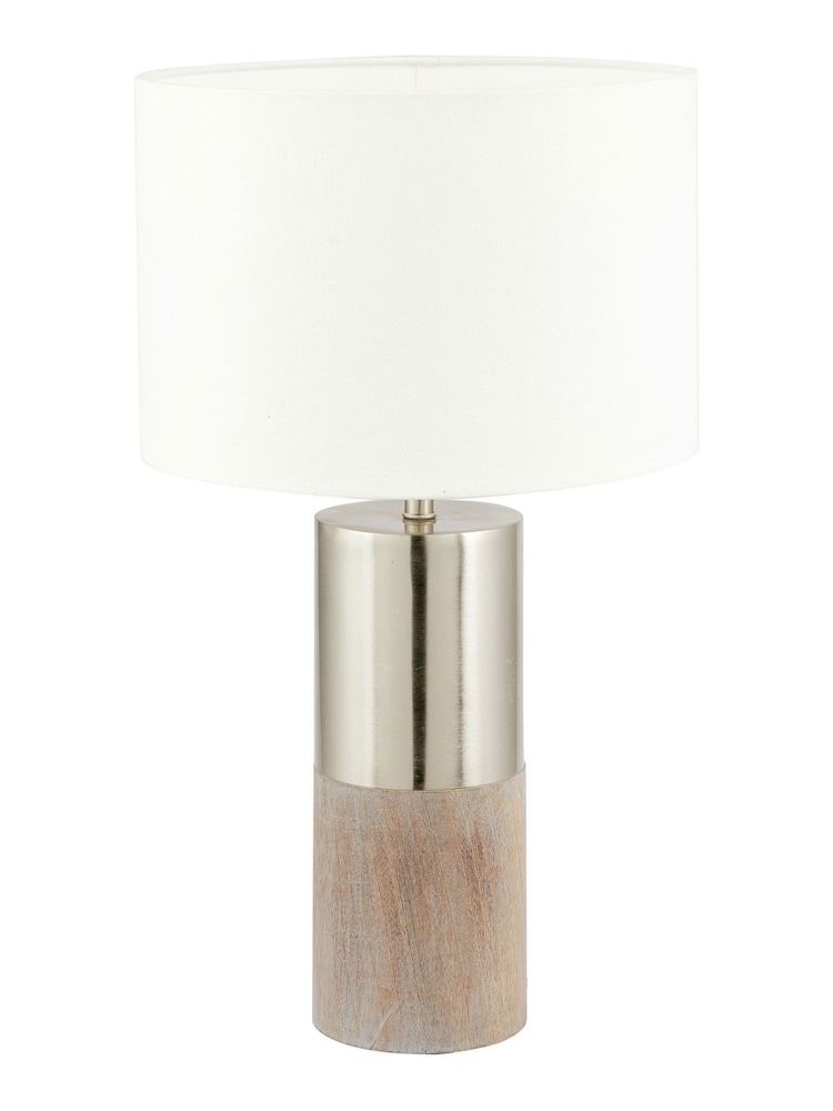 Pacific Silver Etosha Grey Wood and Metal Table Lamp - Image 2 of 5