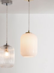 Pacific Gold Alessia Glass and Metal Ribbed Glass Pendant Ceiling Light - Image 1 of 6