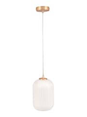 Pacific Gold Alessia Glass and Metal Ribbed Glass Pendant Ceiling Light - Image 2 of 6