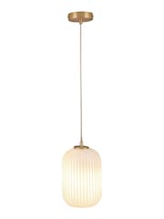 Pacific Gold Alessia Glass and Metal Ribbed Glass Pendant Ceiling Light - Image 3 of 6