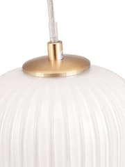Pacific Gold Alessia Glass and Metal Ribbed Glass Pendant Ceiling Light - Image 5 of 6