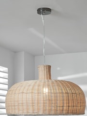 Pacific Natural Caswell Rattan Dome Pendant Ceiling Light - Image 1 of 6