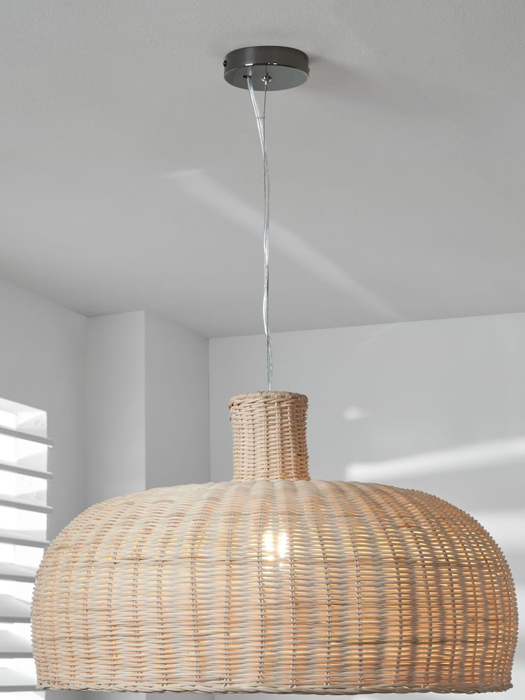 Pacific Natural Caswell Rattan Dome Pendant Ceiling Light - Image 1 of 6