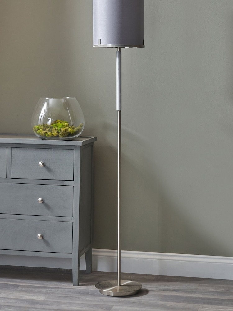 Pacific Grey Midland Brushed Marble Effect Floor Lamp - Image 1 of 6