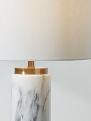 Pacific White Carrara Marble Effect Ceramic Tall Table Lamp - Image 2 of 5