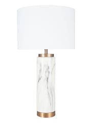 Pacific White Carrara Marble Effect Ceramic Tall Table Lamp - Image 3 of 5