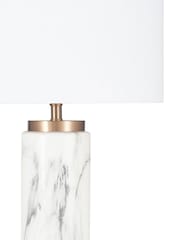 Pacific White Carrara Marble Effect Ceramic Tall Table Lamp - Image 4 of 5