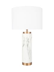 Pacific White Carrara Marble Effect Ceramic Tall Table Lamp - Image 6 of 6