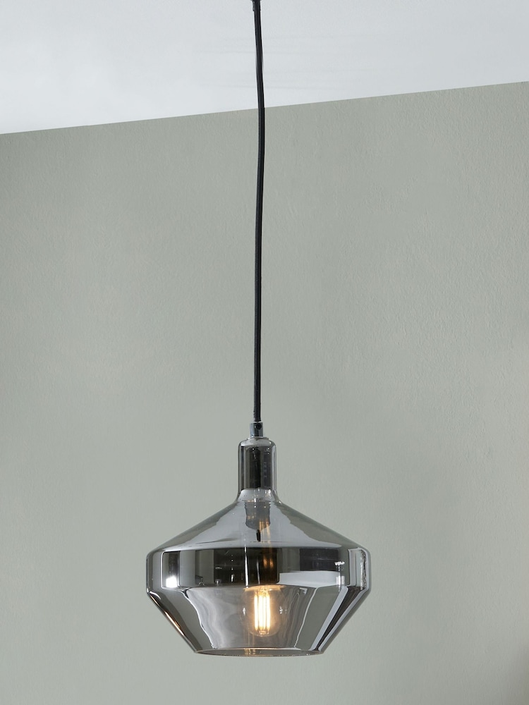 Pacific Grey Jaxon Shiny Smoked Glass Domed Pendant Ceiling Light - Image 1 of 6
