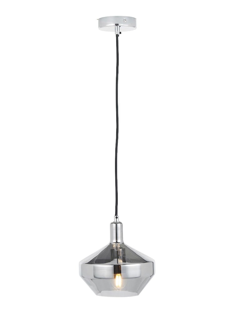 Pacific Grey Jaxon Shiny Smoked Glass Domed Pendant Ceiling Light - Image 2 of 6