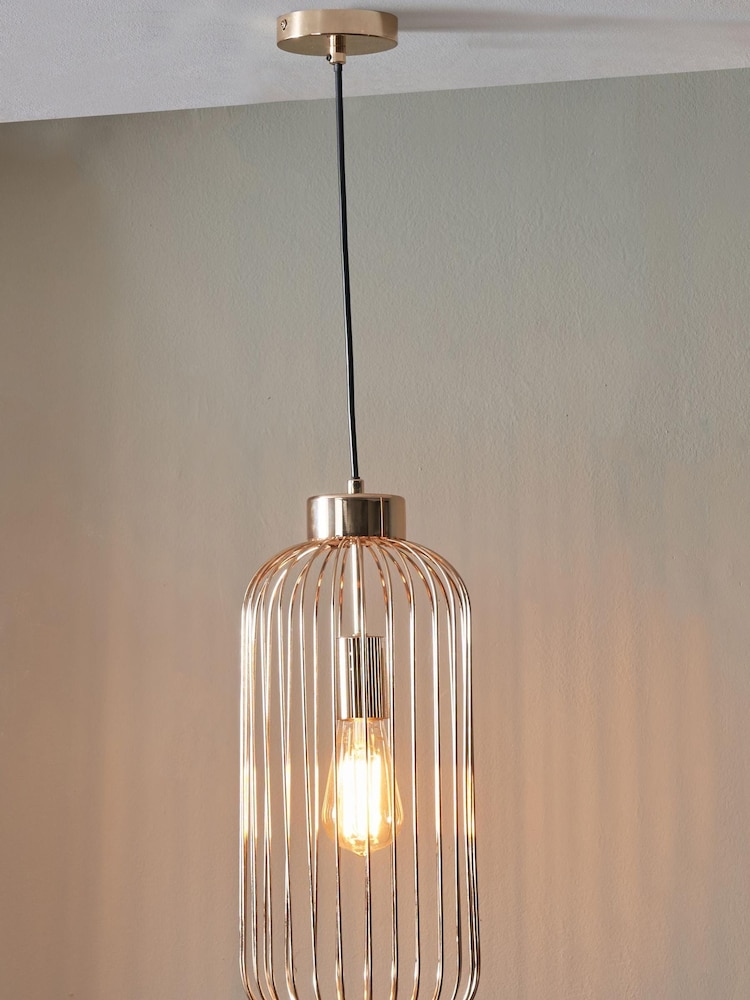 Pacific Gold Dania French Metal Wire Tall Pendant Ceiling Light - Image 1 of 4