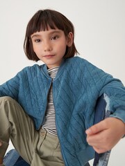 Blue Quilted Jersey Bomber Jacket (3-16yrs) - Image 1 of 7