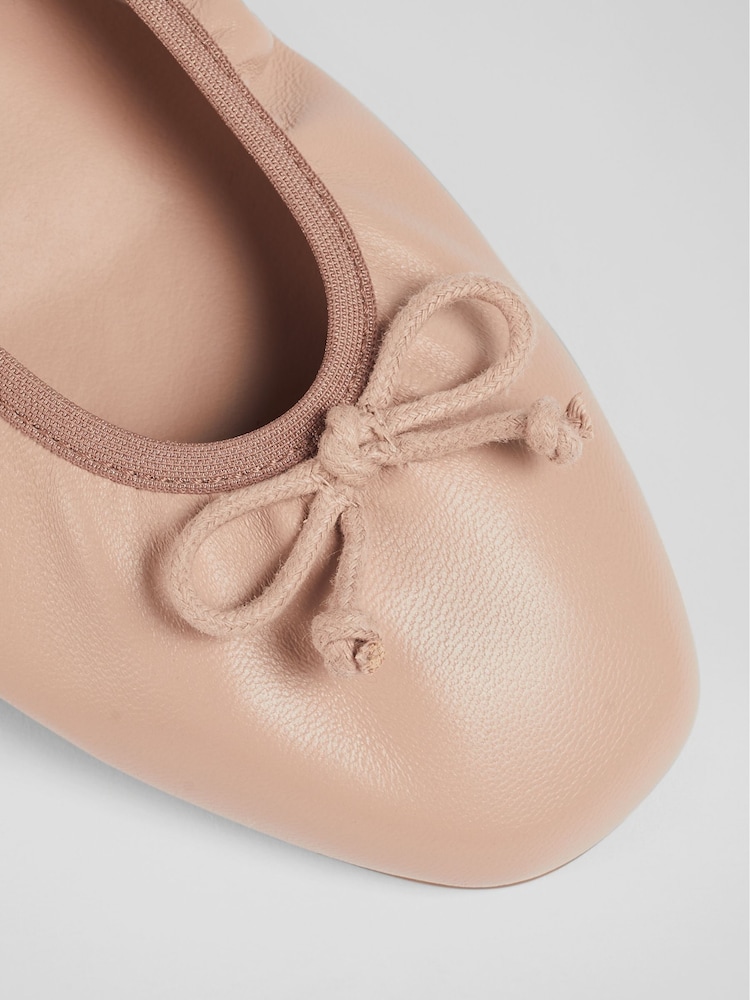 LK Bennett Natural Trilly Leather Ballerina Pumps - Image 4 of 4