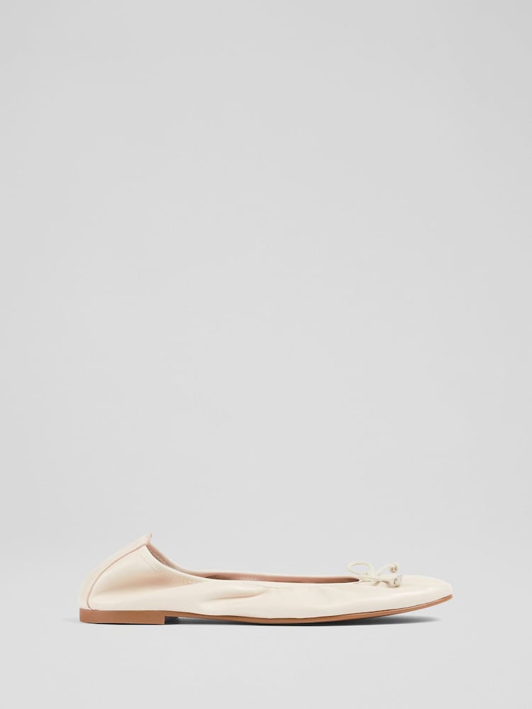 LK Bennett White Trilly Leather Ballerina Pumps - Image 1 of 4