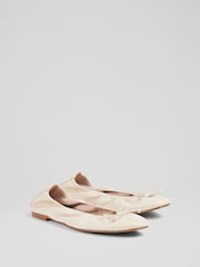 LK Bennett White Trilly Leather Ballerina Pumps - Image 2 of 4