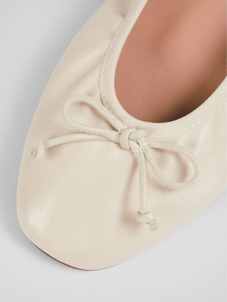 LK Bennett White Trilly Leather Ballerina Pumps - Image 4 of 4