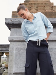 Bleach Cropped Denim Shirt - Image 1 of 5