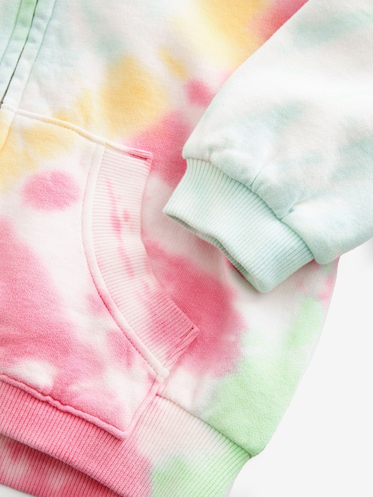 Multi Swirl Tie Dye Zip Through Hoodie (3-16yrs) - Image 8 of 8