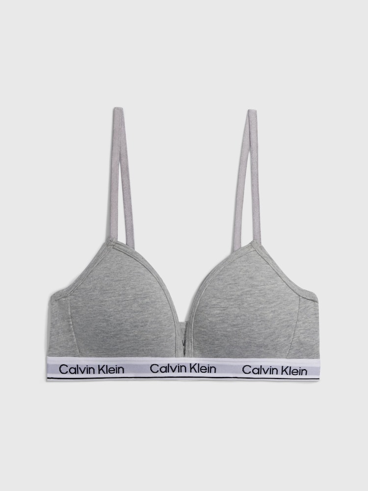 Calvin Klein Grey Modern Cotton Triangle Training Bralette - Image 1 of 2 Calvin Klein Grey Modern Cotton Triangle Training Bralette - Image 1 of 2