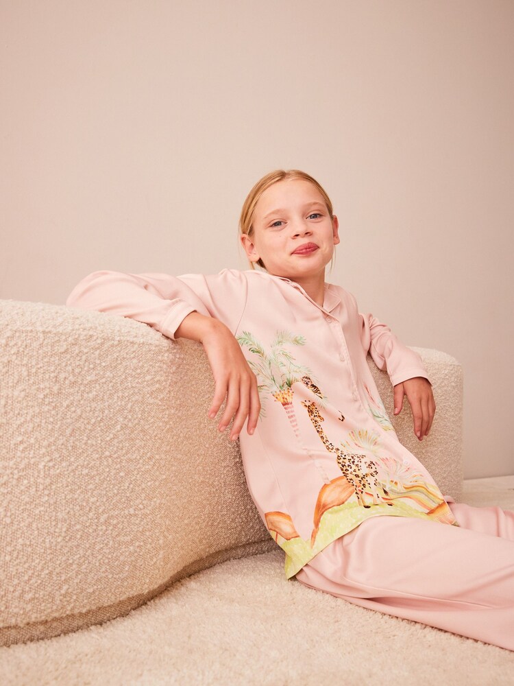 Safari rose - Satin Bouton à travers Pyjama (6-16ans) - Image 3 of 8