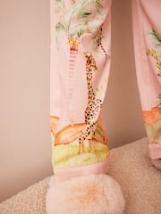 Pink Safari Satin Button Through Pyjamas (6-16yrs) - Image 5 of 8