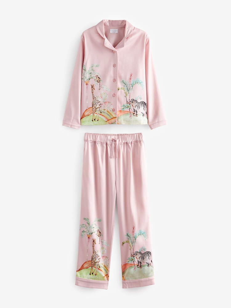 Safari rose - Satin Bouton à travers Pyjama (6-16ans) - Image 7 of 8