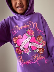 Purple Band Printed Longline Hoodie (3-16yrs) - Image 4 of 7