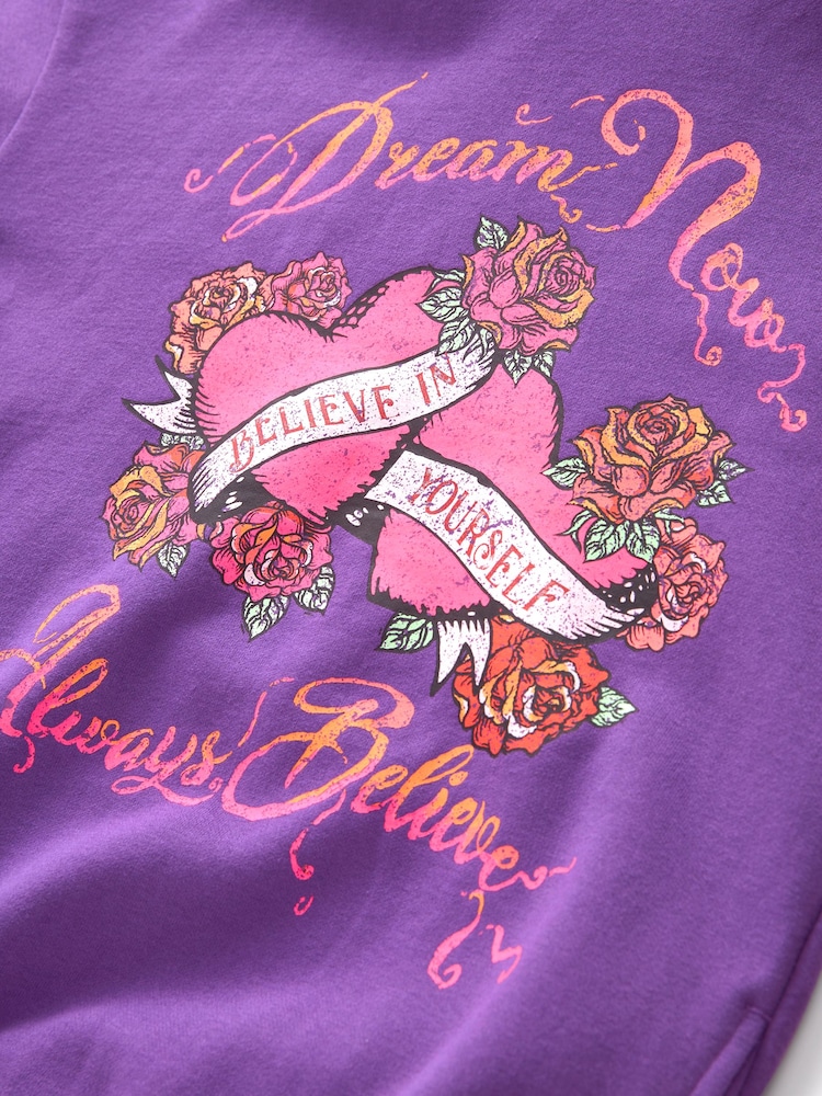Purple Band Printed Longline Hoodie (3-16yrs) - Image 7 of 7