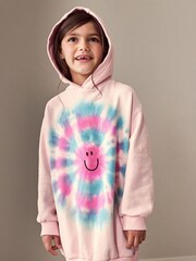 Pink Smile Tie Dye Longline Hoodie (3-16yrs) - Image 2 of 6