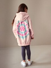 Pink Smile Tie Dye Longline Hoodie (3-16yrs) - Image 3 of 6