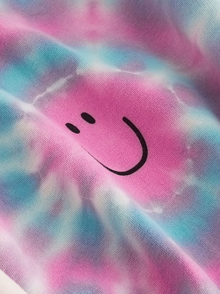 Pink Smile Tie Dye Longline Hoodie (3-16yrs) - Image 6 of 6