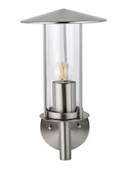 Pacific Grey Myosotis Brushed Steel Metal Chimney Outdoor Wall Light - Image 2 of 6