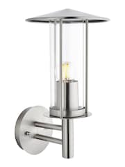 Pacific Grey Myosotis Brushed Steel Metal Chimney Outdoor Wall Light - Image 3 of 6
