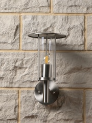 Pacific Grey Myosotis Brushed Steel Metal Chimney Outdoor Wall Light - Image 6 of 6