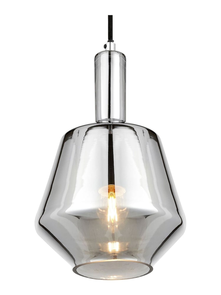 Pacific Grey Jake Shiny Smoked Glass Pendant Ceiling Light - Image 6 of 6