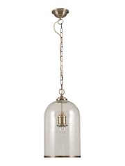 Pacific Clear Cloche Glass and Antique Brass Rimmed Pendant Ceiling Light - Image 2 of 2