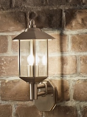 Pacific Grey Bellis Brushed Steel Metal Pagoda Wall Light - Image 1 of 5
