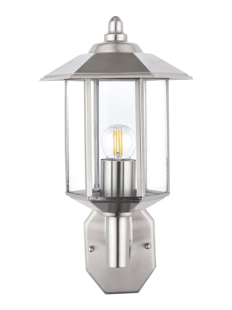 Pacific Grey Bellis Brushed Steel Metal Pagoda Wall Light - Image 2 of 5