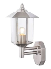 Pacific Grey Bellis Brushed Steel Metal Pagoda Wall Light - Image 3 of 5