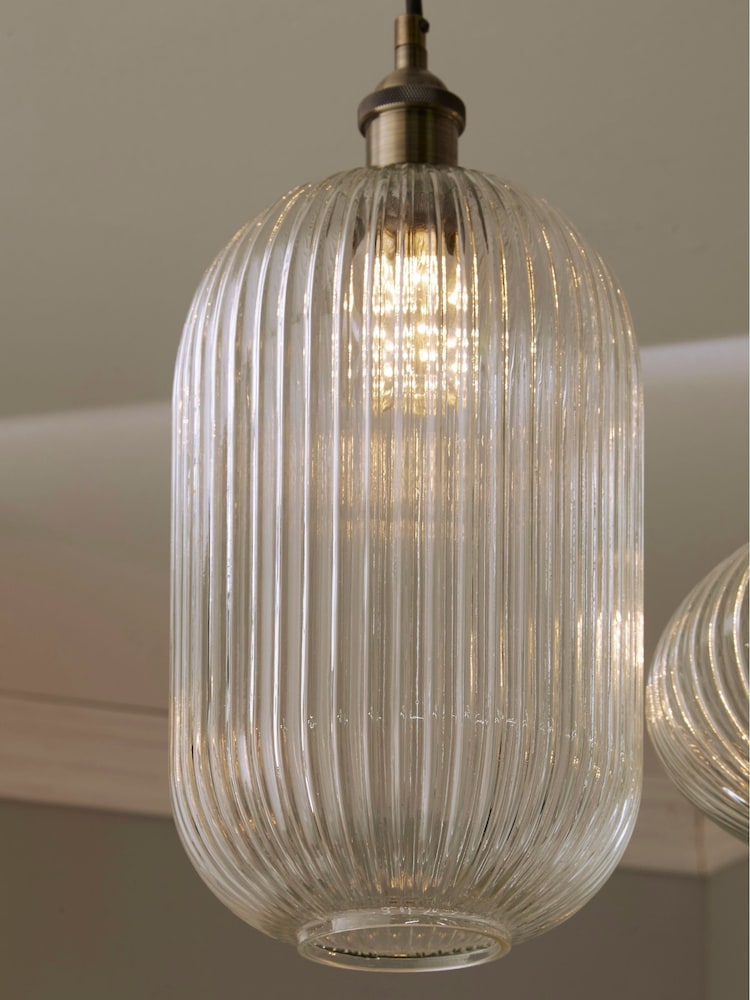 Pacific Clear Abigail Ribbed Glass Tall Pendant Ceiling Light - Image 2 of 5
