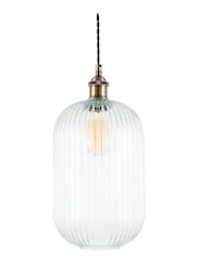 Pacific Clear Abigail Ribbed Glass Tall Pendant Ceiling Light - Image 3 of 5