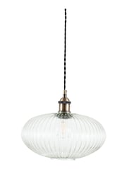 Pacific Clear Abigail Ribbed Glass Oval Pendant Ceiling Light - Image 2 of 5