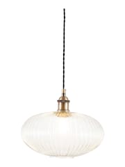 Pacific Clear Abigail Ribbed Glass Oval Pendant Ceiling Light - Image 3 of 5