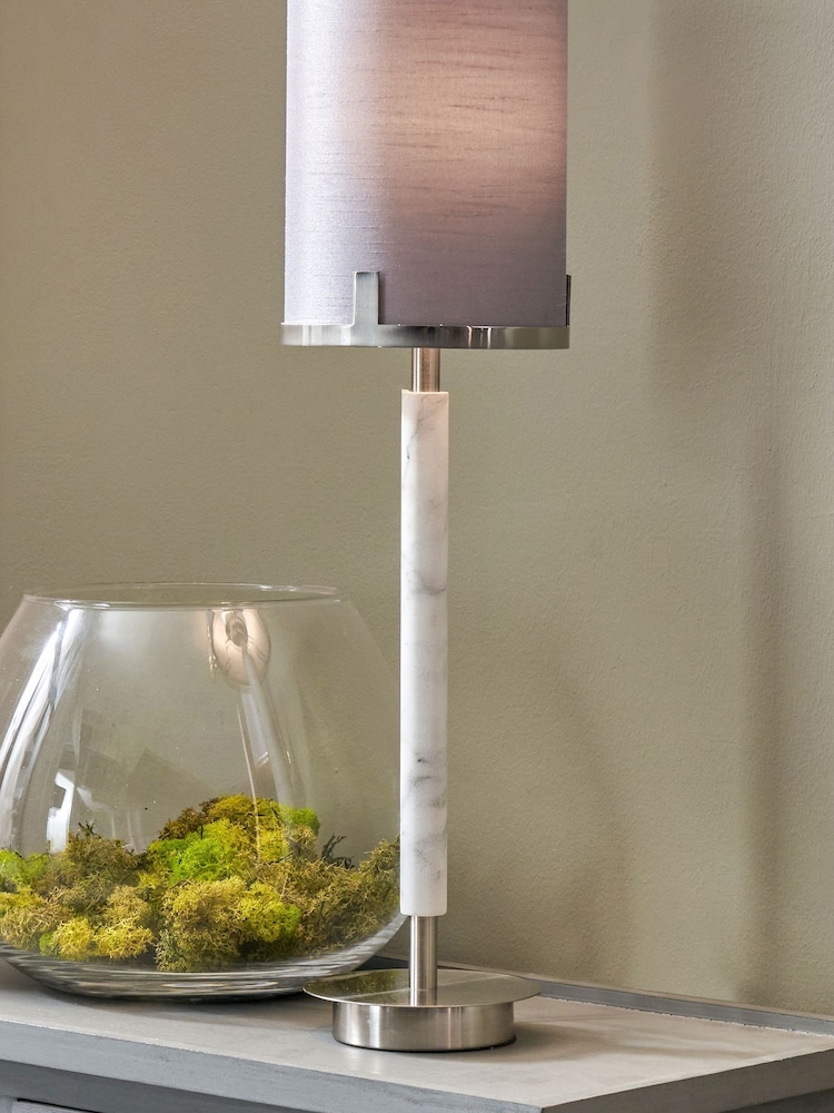 Pacific Grey Midland Brushed Marble Effect Table Lamp - Image 1 of 5