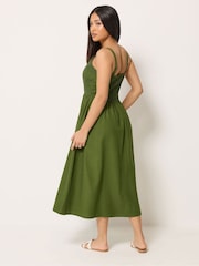 M&Co Green Petite Linen Blend Cornelli Dress - Image 3 of 5